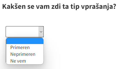 Categories - One Answer (Drop-Down Menu) (Type of Question)