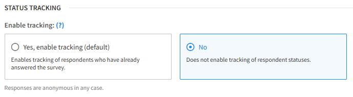 Status tracking settings
